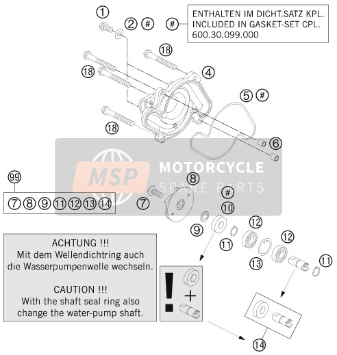 KTM 990 SUPER DUKE R France 2009 Water Pump for a 2009 KTM 990 SUPER DUKE R France