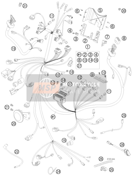 KTM 990 SUPER DUKE R USA 2009 Wiring Harness for a 2009 KTM 990 SUPER DUKE R USA