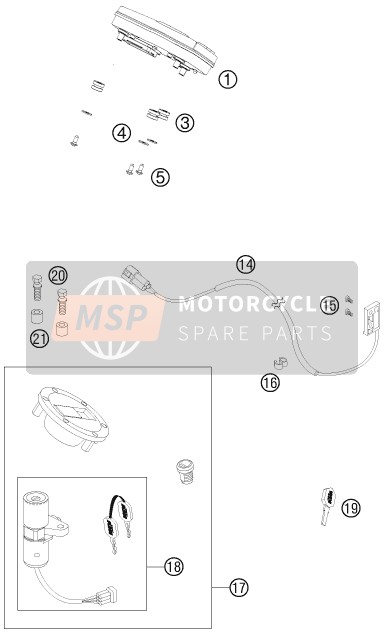 KTM 990 SUPER DUKE R Europe 2012 Instrumenten / Slotsysteem voor een 2012 KTM 990 SUPER DUKE R Europe