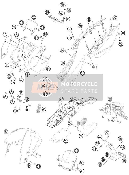 KTM 990 SUPER DUKE R AU, GB 2013 Masque, Ailes pour un 2013 KTM 990 SUPER DUKE R AU, GB