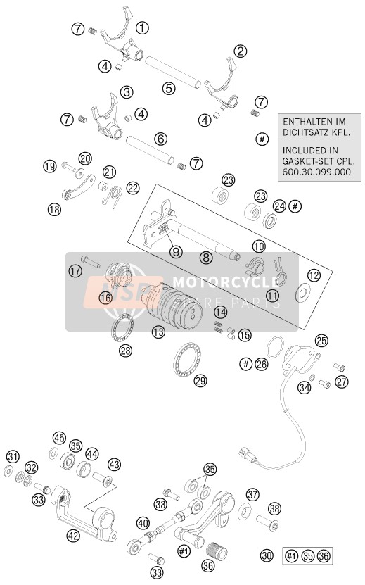 KTM 990 SUPER DUKE R AU, GB 2013 Shifting Mechanism for a 2013 KTM 990 SUPER DUKE R AU, GB