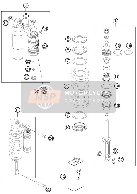 KTM 990 SUPER DUKE R Europe 2013 Shock Absorber for a 2013 KTM 990 SUPER DUKE R Europe