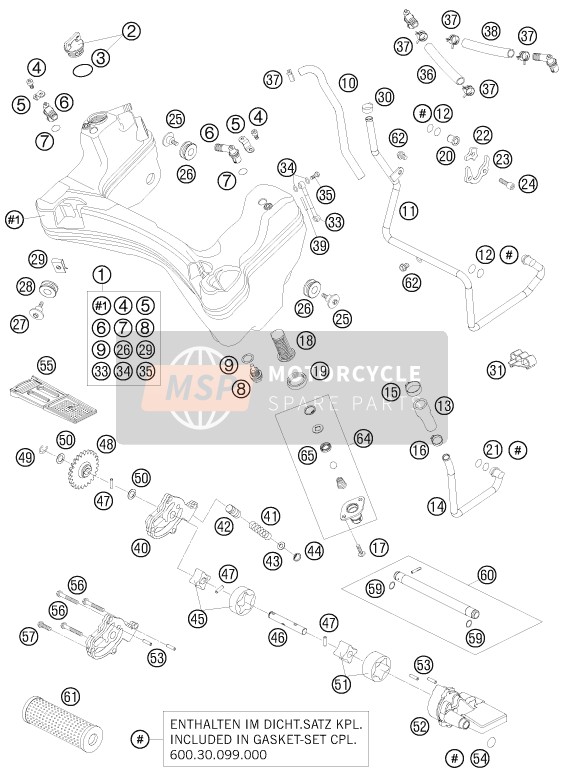 KTM 990 SUPER DUKE WHITE Europe 2009 Système de lubrification pour un 2009 KTM 990 SUPER DUKE WHITE Europe