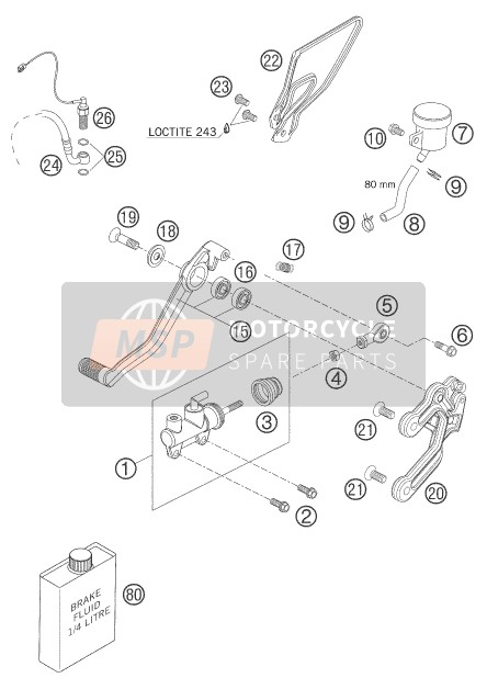 KTM 990 SUPERDUKE BLACK France 2005 Rear Brake Control for a 2005 KTM 990 SUPERDUKE BLACK France