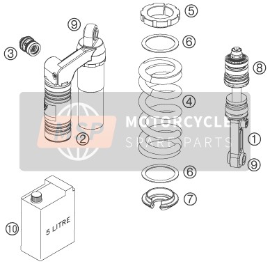 KTM 990 SUPERDUKE BLACK Japan 2005 Shock Absorber Disassembled for a 2005 KTM 990 SUPERDUKE BLACK Japan