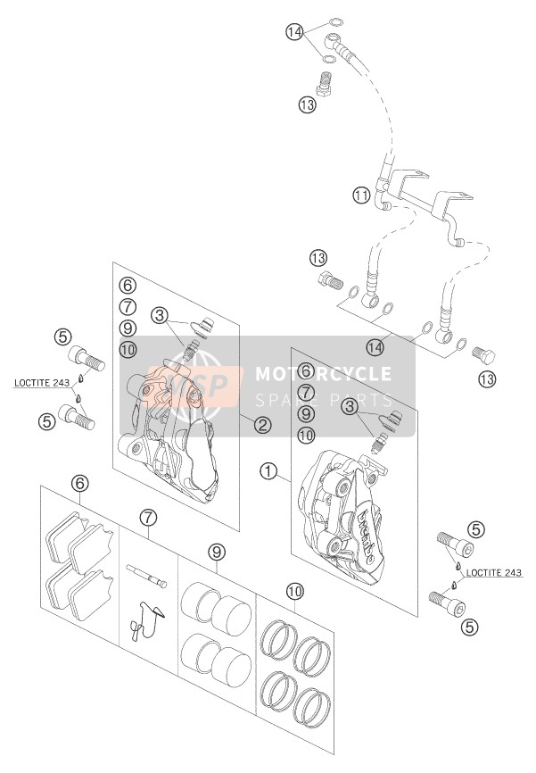 KTM 990 SUPERDUKE BLACK France 2006 Front Brake Caliper for a 2006 KTM 990 SUPERDUKE BLACK France