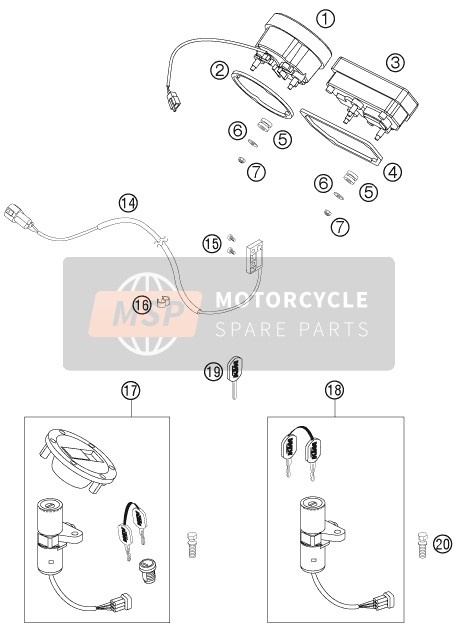 KTM 990 SUPERDUKE BLACK France 2006 Instruments / Lock System for a 2006 KTM 990 SUPERDUKE BLACK France