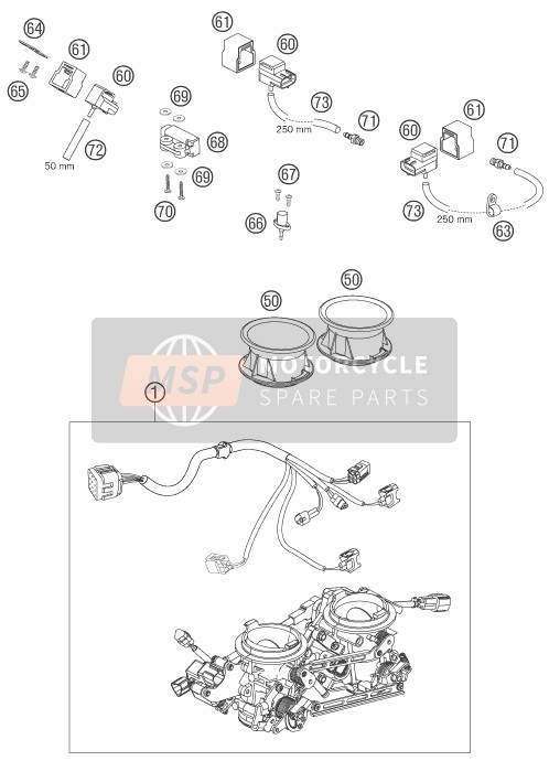 KTM 990 SUPERDUKE ORANGE AU, GB 2006 Throttle Body for a 2006 KTM 990 SUPERDUKE ORANGE AU, GB