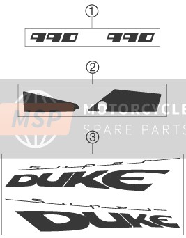 KTM 990 SUPERDUKE TITANIUM Europe 2006 Calcomanía para un 2006 KTM 990 SUPERDUKE TITANIUM Europe