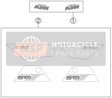 KTM 990 SUPERM. T BLACK ABS France 2011 Decal for a 2011 KTM 990 SUPERM. T BLACK ABS France