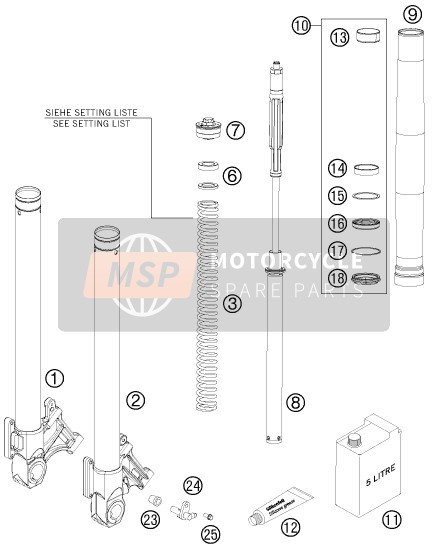 KTM 990 SUPERM. T BLACK ABS AU, GB 2011 Front Fork Disassembled for a 2011 KTM 990 SUPERM. T BLACK ABS AU, GB