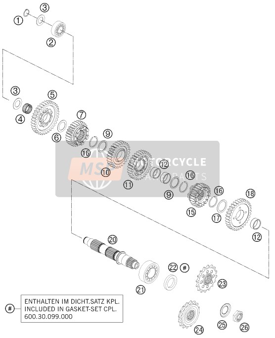 KTM 990 SUPERM. T BLACK ABS AU, GB 2011 Transmission II - Counter Shaft for a 2011 KTM 990 SUPERM. T BLACK ABS AU, GB