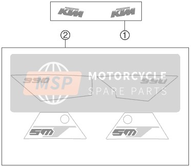 KTM 990 SUPERM. T BLACK ABS Europe 2012 Decal for a 2012 KTM 990 SUPERM. T BLACK ABS Europe