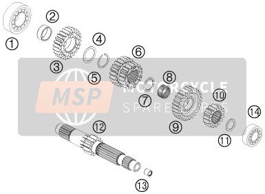 KTM 990 SUPERM. T BLACK ABS AU, GB 2012 Transmission I - Main Shaft for a 2012 KTM 990 SUPERM. T BLACK ABS AU, GB