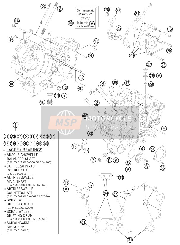 KTM 990 SUPERM. T ORANGE ABS France 2011 Boîtier moteur pour un 2011 KTM 990 SUPERM. T ORANGE ABS France