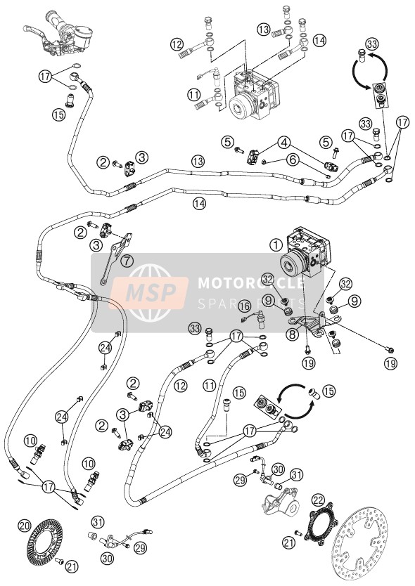 KTM 990 SUPERM. T ORANGE ABS AU, GB 2012 Anti-Lock System ABS for a 2012 KTM 990 SUPERM. T ORANGE ABS AU, GB