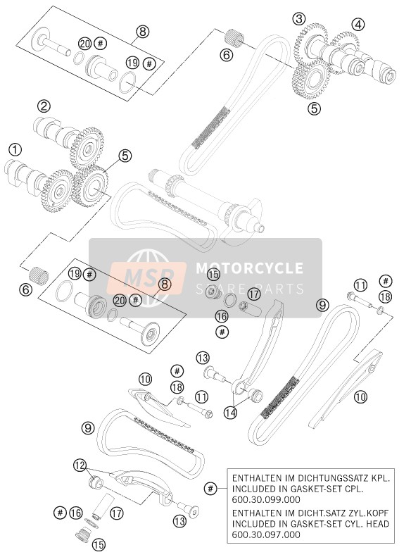KTM 990 SUPERM. T ORANGE ABS AU, GB 2012 Timing Drive for a 2012 KTM 990 SUPERM. T ORANGE ABS AU, GB