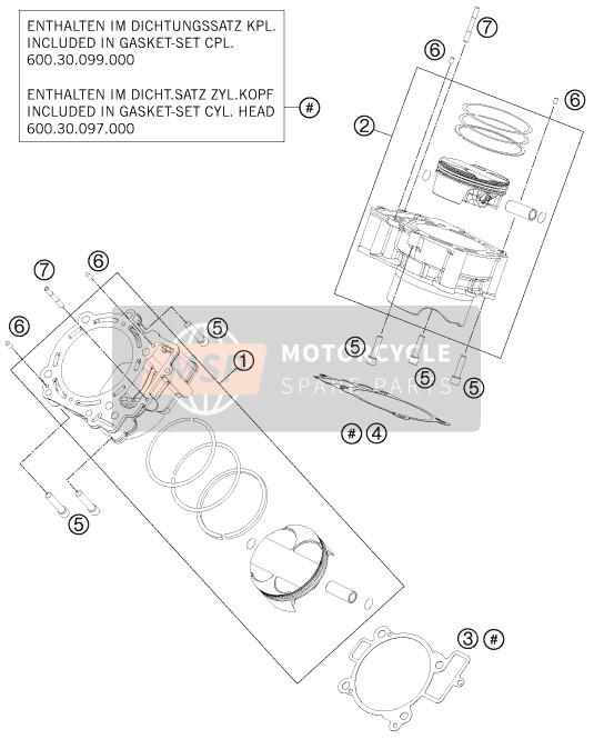 KTM 990 SUPERM. T WHITE ABS AU, GB 2011 Cylinder for a 2011 KTM 990 SUPERM. T WHITE ABS AU, GB