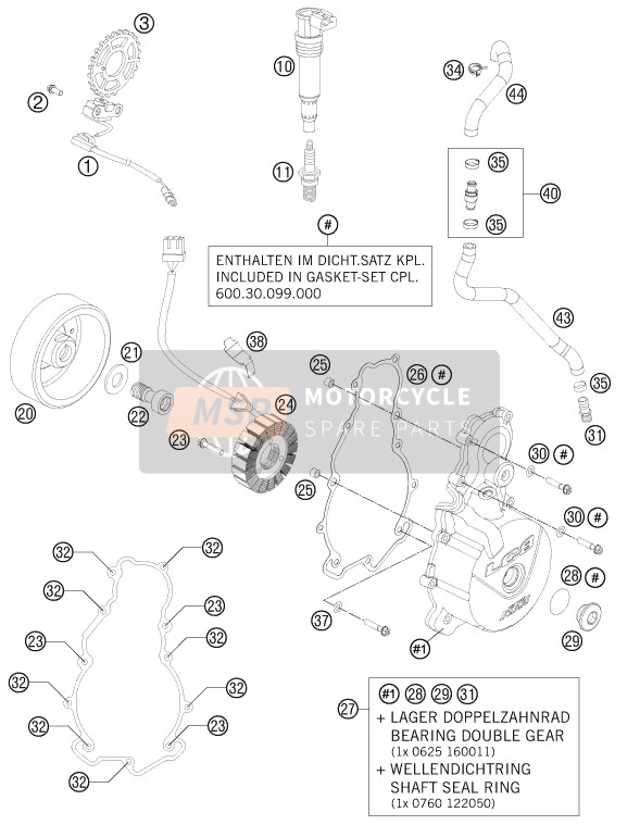KTM 990 SUPERM. T WHITE ABS AU, GB 2011 Sistema de encendido para un 2011 KTM 990 SUPERM. T WHITE ABS AU, GB