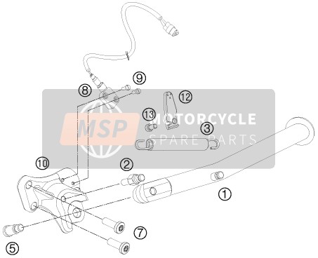 KTM 990 SUPERM. T WHITE ABS Europe 2011 Side / Centre Stand for a 2011 KTM 990 SUPERM. T WHITE ABS Europe