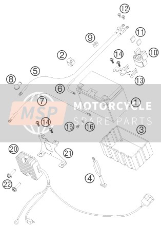 KTM 990 SUPERMOTO BLACK France 2008 Batterie pour un 2008 KTM 990 SUPERMOTO BLACK France