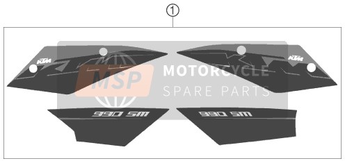 KTM 990 SUPERMOTO BLACK AU, GB 2008 Calcomanía para un 2008 KTM 990 SUPERMOTO BLACK AU, GB