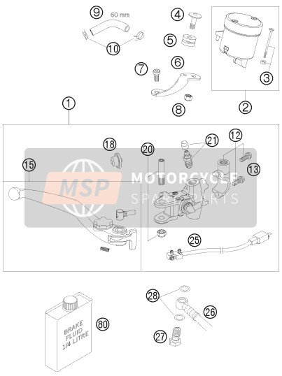 KTM 990 SUPERMOTO BLACK Europe 2008 Front Brake Control for a 2008 KTM 990 SUPERMOTO BLACK Europe