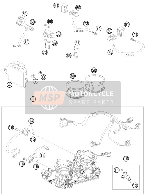 KTM 990 SUPERMOTO BLACK AU, GB 2008 Throttle Body for a 2008 KTM 990 SUPERMOTO BLACK AU, GB