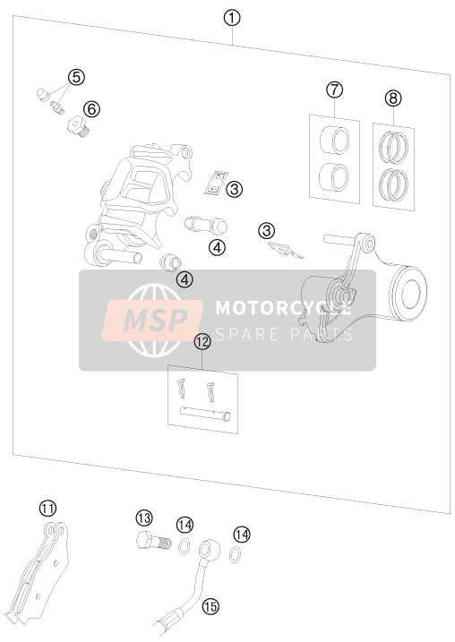 KTM 990 SUPERMOTO BLACK Europe 2009 Étrier de frein arrière pour un 2009 KTM 990 SUPERMOTO BLACK Europe