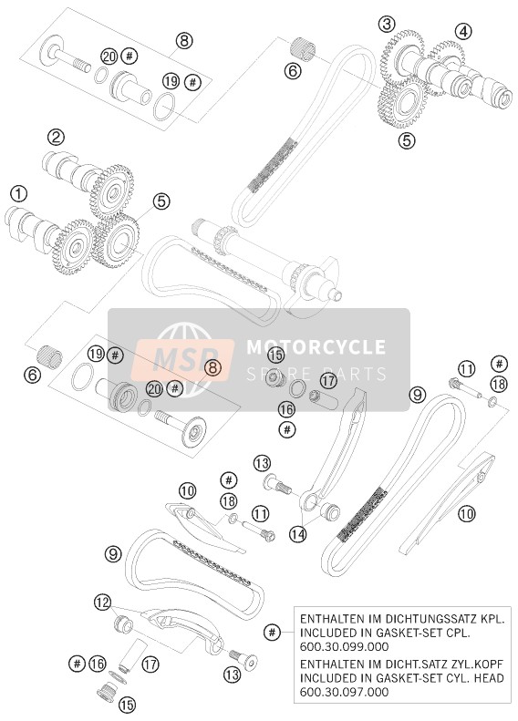 KTM 990 SUPERMOTO ORANGE Europe 2008 Timing Drive for a 2008 KTM 990 SUPERMOTO ORANGE Europe