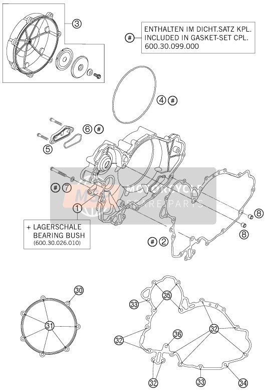 KTM 990 SUPERMOTO R AU, GB 2009 Kupplungsabdeckung für ein 2009 KTM 990 SUPERMOTO R AU, GB