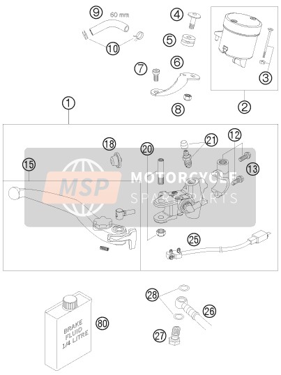 KTM 990 SUPERMOTO R AU, GB 2009 Front Brake Control for a 2009 KTM 990 SUPERMOTO R AU, GB