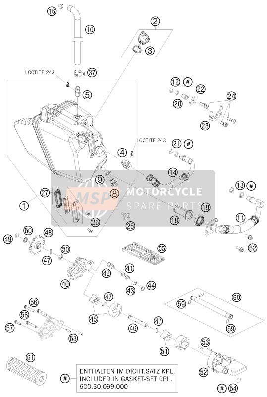 KTM 990 SUPERMOTO R AU, GB 2009 Sistema de lubricación para un 2009 KTM 990 SUPERMOTO R AU, GB