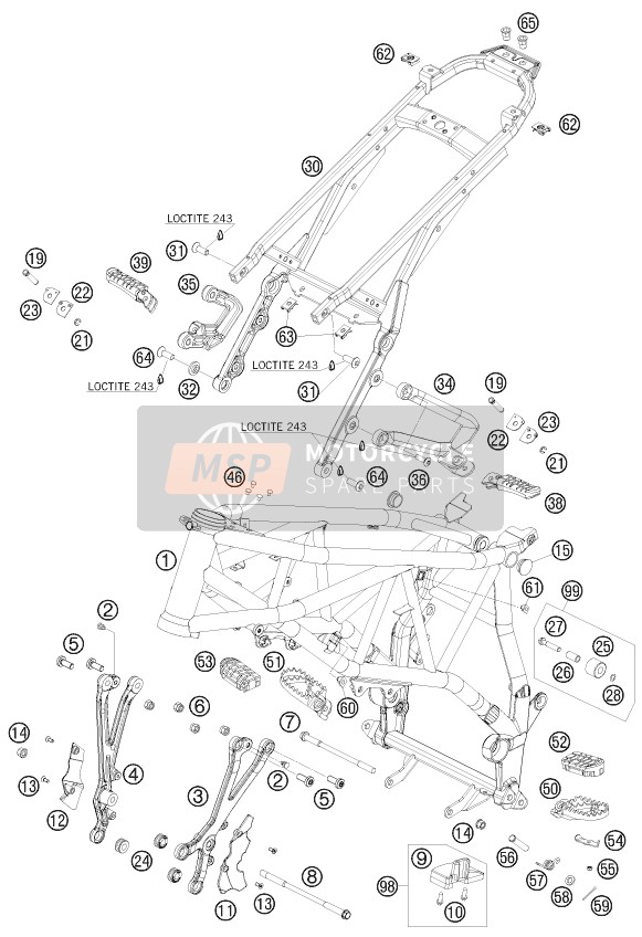 KTM 990 SUPERMOTO R AU, GB 2010 Frame for a 2010 KTM 990 SUPERMOTO R AU, GB