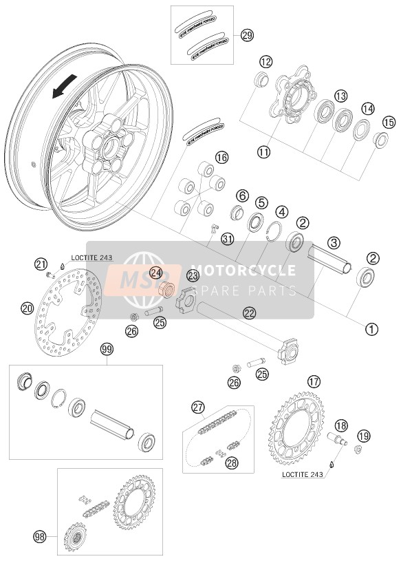 KTM 990 SUPERMOTO R France 2010 Rear Wheel for a 2010 KTM 990 SUPERMOTO R France