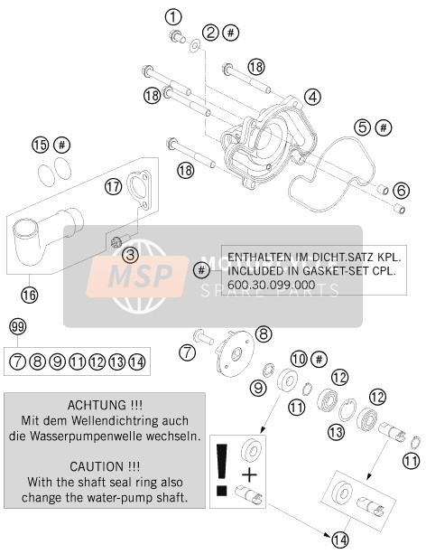 KTM 990 SUPERMOTO R USA 2010 Pompe à eau pour un 2010 KTM 990 SUPERMOTO R USA