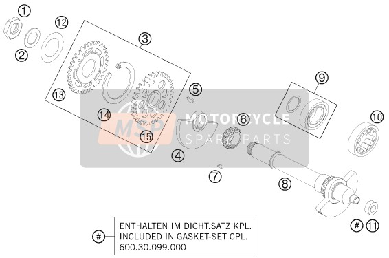 KTM 990 SUPERMOTO R Europe 2011 Balancer Shaft for a 2011 KTM 990 SUPERMOTO R Europe