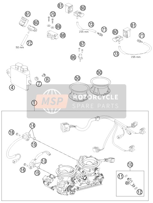 KTM 990 SUPERMOTO R Europe 2011 Cuerpo del acelerador para un 2011 KTM 990 SUPERMOTO R Europe