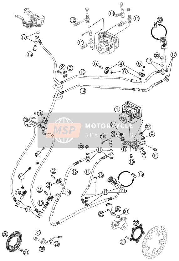 KTM 990 SUPERMOTO R Europe 2012 Anti-Lock System ABS for a 2012 KTM 990 SUPERMOTO R Europe