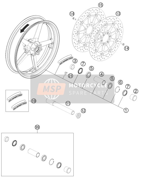 KTM 990 SUPERMOTO R France 2012 Front Wheel for a 2012 KTM 990 SUPERMOTO R France