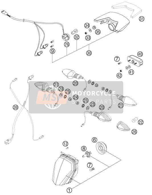 KTM 990 SUPERMOTO R ABS Europe 2013 Lighting System for a 2013 KTM 990 SUPERMOTO R ABS Europe