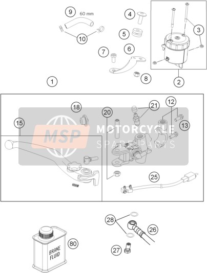 KTM 990 SUPERMOTO T BLACK ABS France 2013 Commande de frein avant pour un 2013 KTM 990 SUPERMOTO T BLACK ABS France