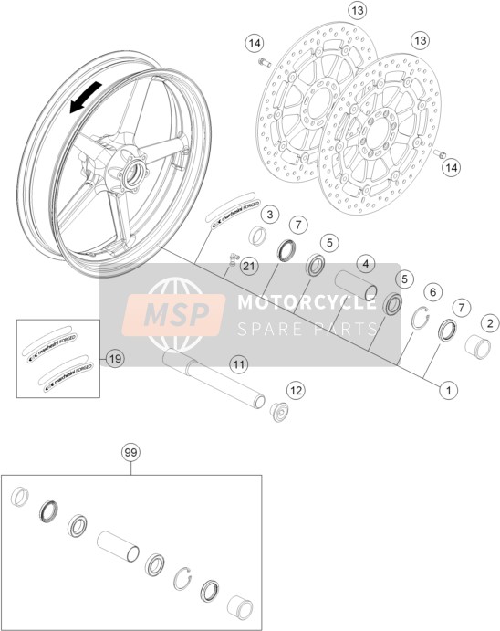 KTM 990 SUPERMOTO T BLACK ABS USA 2013 Front Wheel for a 2013 KTM 990 SUPERMOTO T BLACK ABS USA