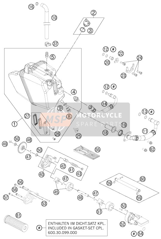 KTM 990 SUPERMOTO T BLACK ABS Europe 2013 Lubricating System for a 2013 KTM 990 SUPERMOTO T BLACK ABS Europe