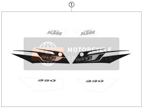 KTM 990 SUPERMOTO T LIM. EDIT. Europe 2010 Decal for a 2010 KTM 990 SUPERMOTO T LIM. EDIT. Europe
