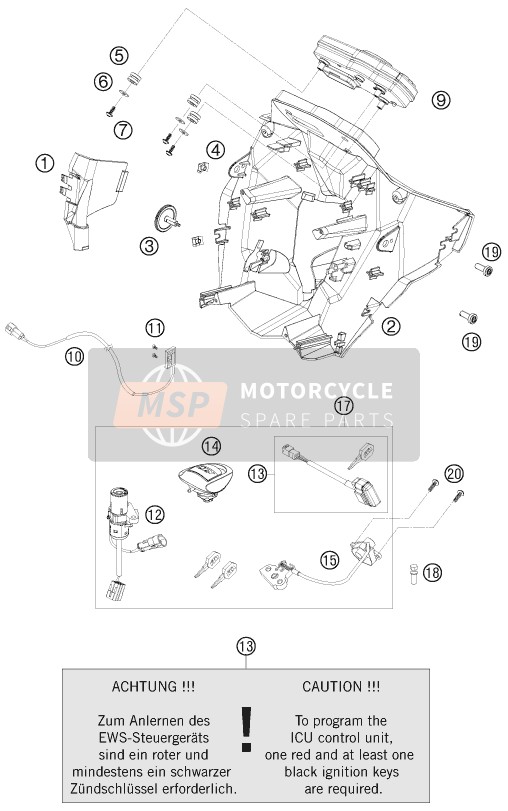 KTM 990 SUPERMOTO T LIM. EDIT. Europe 2010 Instrumentos / Sistema de bloqueo para un 2010 KTM 990 SUPERMOTO T LIM. EDIT. Europe