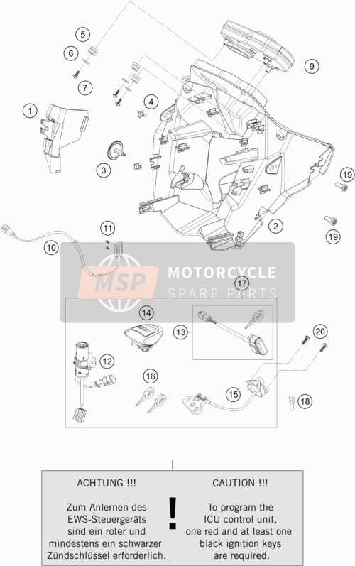 KTM 990 SUPERMOTO T ORANGE AU, GB 2009 Instruments / Système de verrouillage pour un 2009 KTM 990 SUPERMOTO T ORANGE AU, GB
