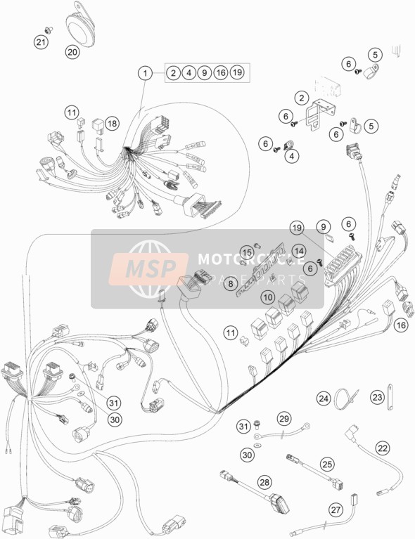 KTM 990 Supermoto T orange Europe 2009 Wiring Harness for a 2009 KTM 990 Supermoto T orange Europe