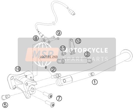 KTM 990 SUPERMOTO T ORANGE AU, GB 2010 SEITENSTÄNDER/STÄNDER MITTE für ein 2010 KTM 990 SUPERMOTO T ORANGE AU, GB