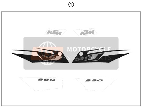 KTM 990 SUPERMOTO T SILVER AU, GB 2009 Decal for a 2009 KTM 990 SUPERMOTO T SILVER AU, GB